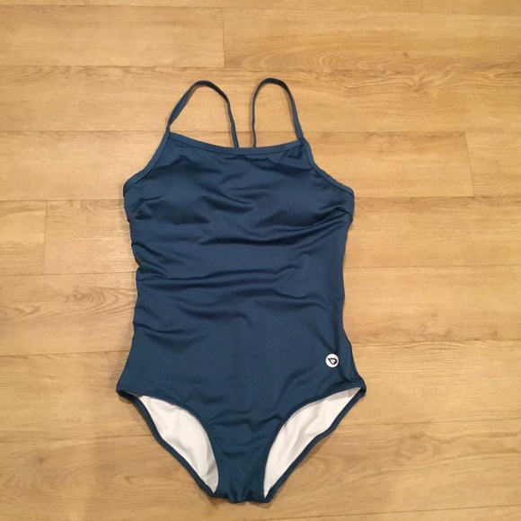 Women's Steel Blue Athletic Training One Piece Bathing Suit - Picture 7 of 9